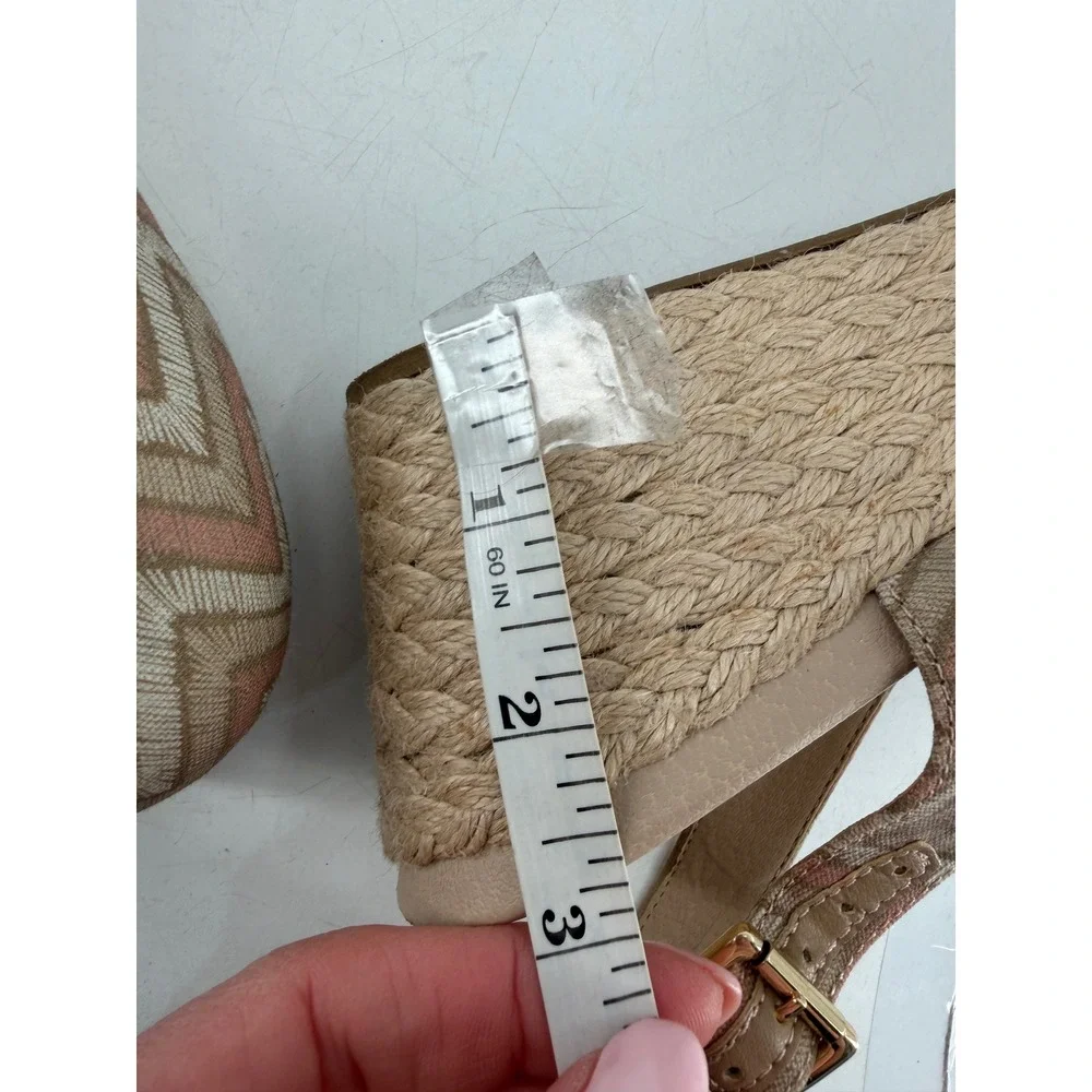 Vionic Coralina Wedge Sandals Womens 10 Blush‎ Pink Chevron Espadrille Boho Chic